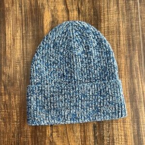 Blue and White Knit Beanie